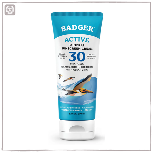 Badger Active Clear Zinc Sunscreen SPF30   87ml
