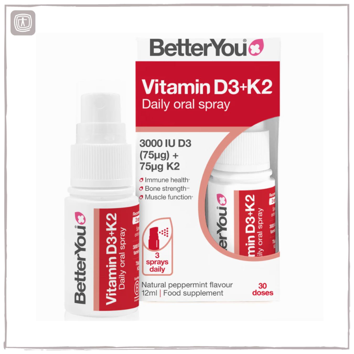 BetterYou Vitamin D3 and K2 Oral Spray   100 doses